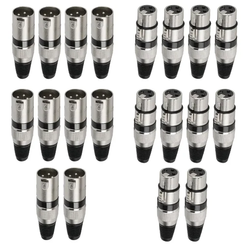 Miniatura 7 de Paquete de 4 conectores XLR de 3 pines, carcasa de aleación de zinc (2 machos y 2 hembras), adaptador de enchufe de serpiente de línea de micrófono