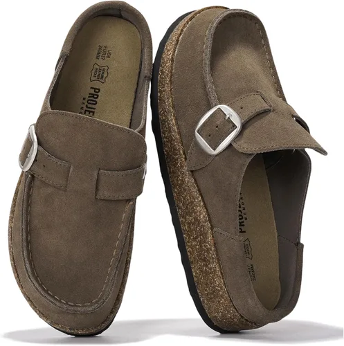 Miniatura 15 de Project Cloud – Zuecos estilo mocasín para mujer de cuero 100% auténtico, con espuma viscoelástica, resistentes al agua, tipo slip-on