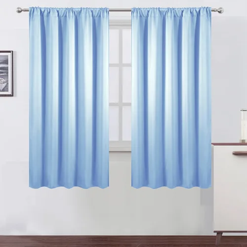 Miniatura 102 de LEMOMO Cortinas opacas negras para cocina, 42 x 45 pulgadas, juego de 2 paneles de cortinas opacas con bolsillo para cortinero para ventana pequeña