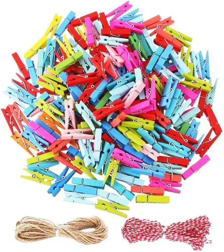 Miniatura 12 de DECORA Pinza de madera pintada colorida de 1.4 in/1.38 pulgadas, 100 piezas para clips de fotos, álbumes de chatarra, manualidades, envoltura