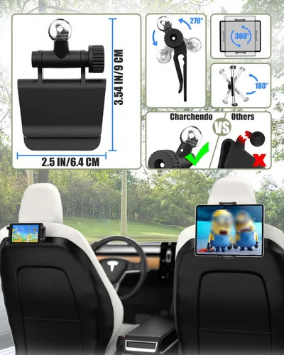 Miniatura 3 de Charchendo [Ajuste personalizado] Soporte de tableta para Tesla Model Y y Model 3, soporte de respaldo de asiento integrado para iPad Pro Air Mini