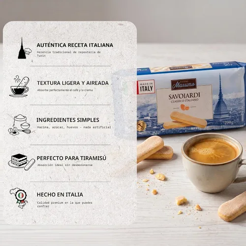Miniatura 5 de Maestro Massimo Savoiardi Original Italian Ladyfingers, 7.05 onzas, producto de Italia, aperitivo de dedos de dama premium, galletas italianas