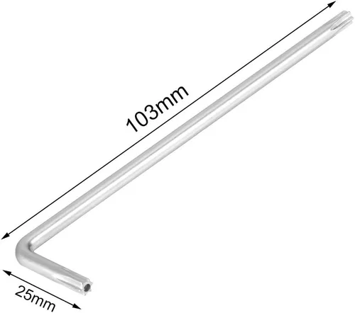 Miniatura 2 de uxcell Llave larga a prueba de manipulaciones Torx Star Key Bit Llave en forma de L niquelado T20