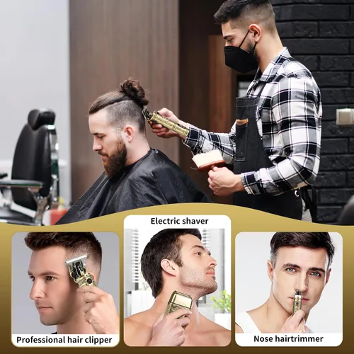 Miniatura 7 de Cortadora de pelo de nariz para hombres, cortadora de pelo facial inalámbrica con hoja en T, recortadora de barba, afeitadora eléctrica de papel