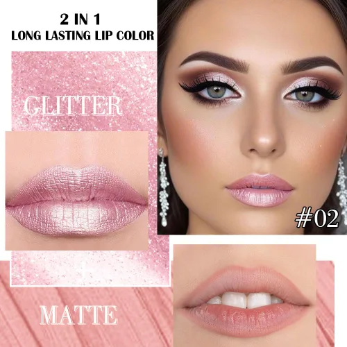 Miniatura 4 de evpct Juego de delineador de labios y lápiz labial metálico rosa claro, para mujeres, de larga duración, impermeable, 24 unidades, color rosa claro