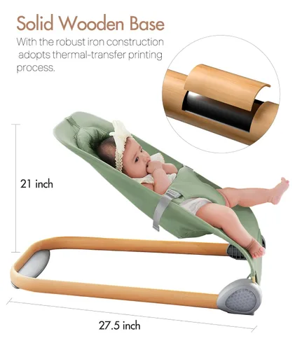 Miniatura 2 de Fodoss Bouncer para bebés, asiento de gorila portátil para bebés, diseño ergonómico, gorila para bebés de 0 a 12 meses, color verde