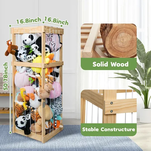 Miniatura 2 de Almacenamiento de animales de peluche con gran capacidad, almacenamiento de juguetes de zoológico de animales de peluche, organizador de Natural