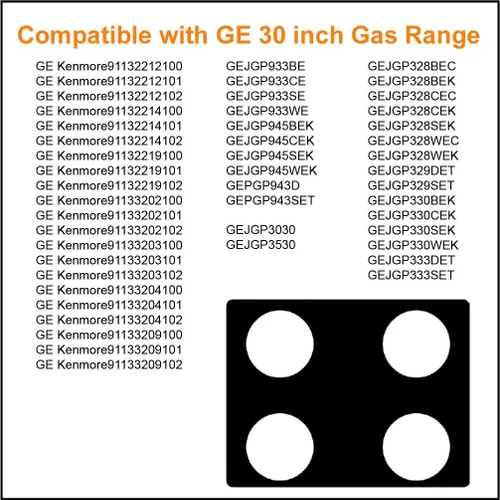 Miniatura 4 de GE - Protectores de estufa de gas de 30 pulgadas, protector antiadherente para estufa de gas, JGP3030, JGP3530, JGP328, JGP329, JGP933