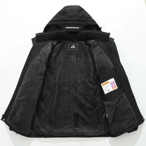 Miniatura 5 de Chaqueta de esquí de invierno para hombre, abrigo de nieve impermeable, capucha ajustable y múltiples bolsillos para protección contra el clima frío