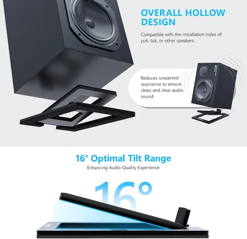 Miniatura 2 de C-1 Soportes de altavoz de escritorio para altavoces pequeños, soportes inclinados de acero para altavoces de computadora (par), 15.2 pulgadas