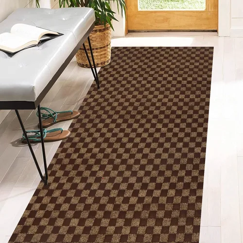 Alfombras de pasillo de 2' x 6' pies con respaldo de goma, alfombras de pasillo de alfombra utilitaria para interiores y exteriores, marrón a café a
