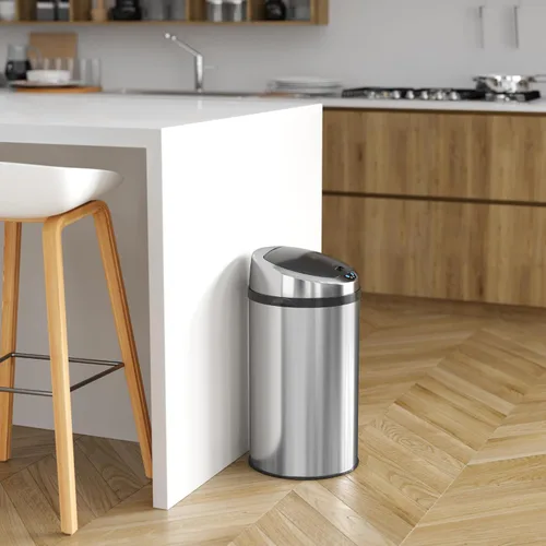 Miniatura 4 de iTouchless Cubo de basura con sensor sin contacto de 8 galones con sistema de filtro de olor, cubo de basura redondo de acero inoxidable de 30 Plata