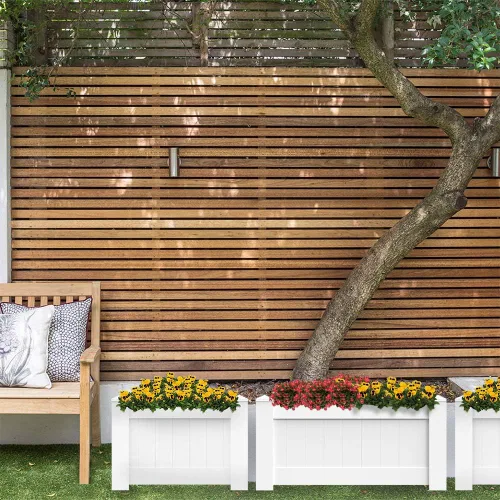 Miniatura 5 de ECOOPTS Jardinera elevada de vinilo para cama de jardín de 31 x 20 x 20 pulgadas para verduras, flores, hierbas, suculentas, exteriores e