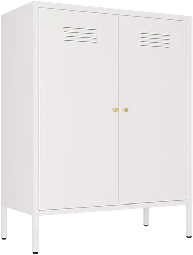 Miniatura 16 de Soporte de metal para TV, armario de almacenamiento con 2 puertas acrílicas, armario rosa con estante ajustable, gabinete lateral para el hogar