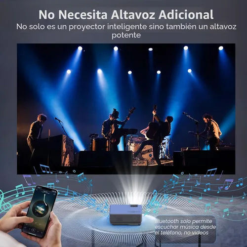 Miniatura 4 de PANSEBA Proyector Mini 1080P con Pantalla, Proyector de Cine en Casa Portátil con Bluetooth Bidireccional, Entrada HDMI/USB para Smartphone/TV