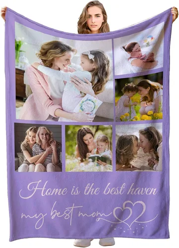 Miniatura 30 de Manta personalizada con imagen, manta de fotos personalizada, manta personalizada, regalos personalizados para novio, novia, mamá