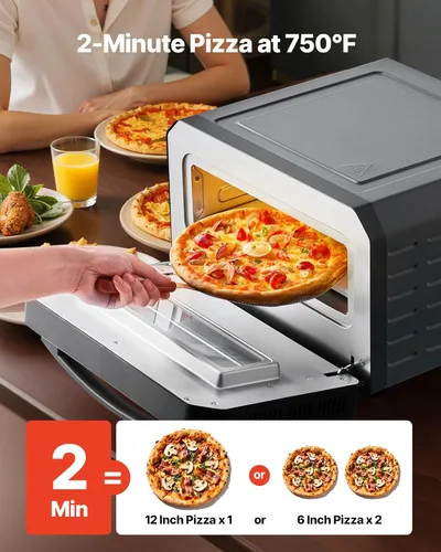 Miniatura 3 de Horno de pizza eléctrico VEVOR, Smart Pizzas Maker interior con 5 ajustes preestablecidos, horno de pizza de encimera de 12 pulgadas con pantalla