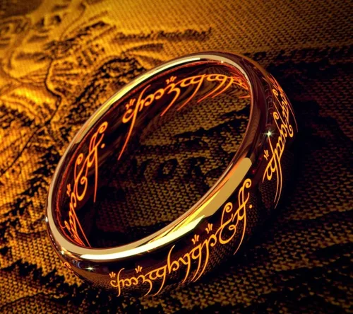 Miniatura 3 de Anillo grabado de oro de 0.276 in para hombres, mujeres y niños, anillo para gobernarlos a todos, anillo de lotería