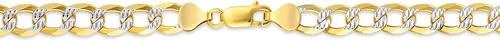 Miniatura 3 de PORI JEWELERS Cadena cubana de oro de 18 quilates sobre plata de ley 925 maciza con corte de diamante de dos tonos, 0.118in, 0.157in, 0.177in