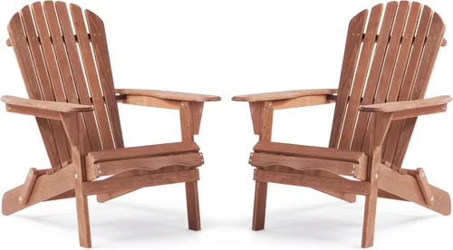 Miniatura 21 de Silla Adirondack plegable de madera de gran tamaño con respaldo y tabla de asiento premontados, silla de descanso para patio al aire libre, jardín