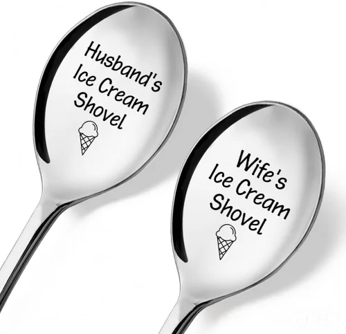 Miniatura 19 de Pala de helado para esposo y esposa – Juego de 2 cucharas para él y ella, ideas para parejas, aniversario, cumpleaños, día de San Valentín, cuchara