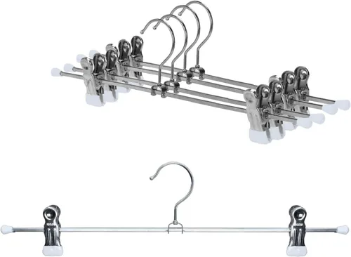 Miniatura 19 de Mawa by Reston Lloyd - Percha antideslizante que ahorra espacio para pantalones y faldas con dos clips, estilo K/40D, juego de 10, 15 3/4 pulgadas