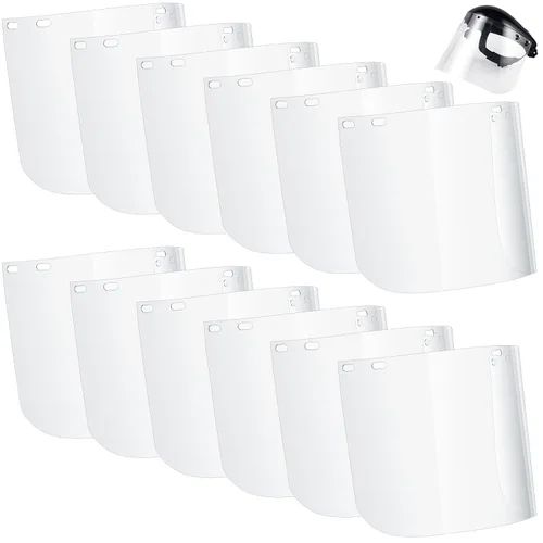 Kingdder 12 protectores faciales transparentes de repuesto para moler y cortar, 15 x 8 x 0.04 pulgadas de seguridad para protección facial (sin