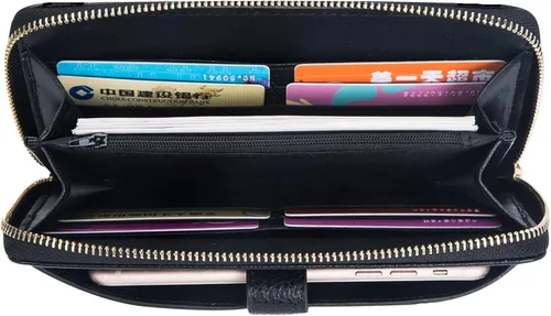 Miniatura 4 de Cartera de pulsera para mujer con soporte para teléfono celular con cremallera alrededor del bolso