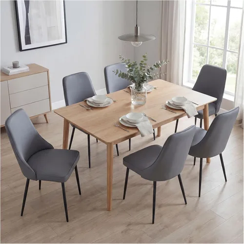 Miniatura 10 de Sillas de comedor de piel sintética, modernas y tapizadas, sillas de cocina, sillas auxiliares de cena con respaldo curvado y patas de metal