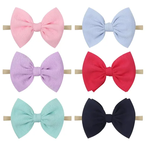 Miniatura 6 de Diadema elástica de nailon hecha a mano de 4.5 pulgadas para bebé, paquete de 19 unidades, accesorios para el cabello para recién nacidos, niños