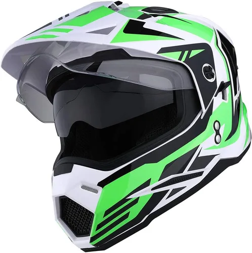 Miniatura 23 de 1Storm Dual Sport Motocross Off Road Casco de cara completa con visera doble: HF802