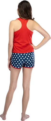 Miniatura 4 de INTIMO Wonder Woman - Conjunto de pijama de malla y pantalones cortos para mujer, Rojo