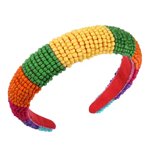 Diadema con cuentas de poni, diadema de Raninbow, cinco de mayo, cinco de mayo, disfraz de fiesta, accesorio para el cabello, con cuentas de arco