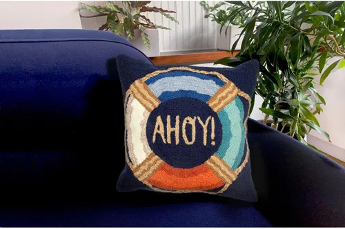 Miniatura 2 de Liora Manne Decorativo, insertos y fundas Ahoy azul marino, cojines de 18 x 18 pulgadas