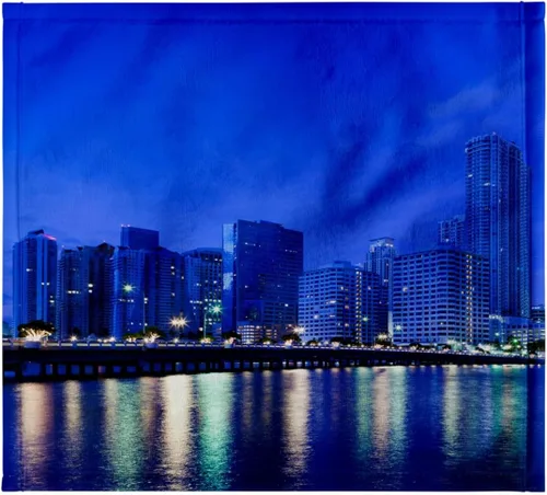 Miniatura 7 de 3dRose USA, Florida, Miami, City Skyline from Brickell Key, Dawn. 22x30 Bath Hand Pool Towel