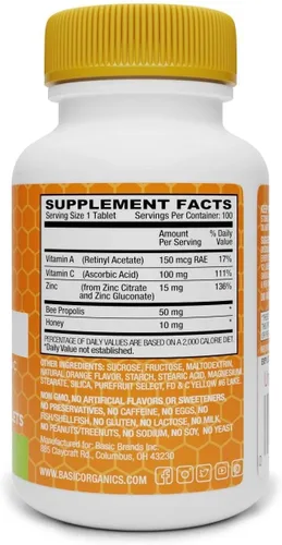 Miniatura 6 de Basic Brands Zinc Orange Defend - Pastillas de zinc para adultos, apoyo inmunológico y apoyo de bienestar estacional - Sabor naranja, 100
