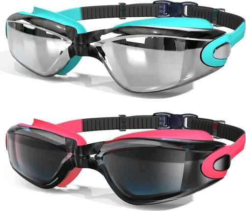 Miniatura 8 de MAMBAOUT Gafas de natación, paquete de 2 gafas de natación antivaho sin fugas, protección UV para hombres, mujeres, adultos y jóvenes