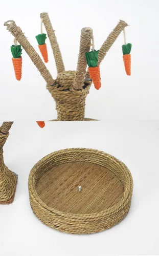 Miniatura 6 de Rascador de hurón, conejito de árbol, juguetes para masticar, gato, ratán, césped, trepador, árbol divertido, zanahoria, juguetes para animales