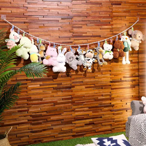 Miniatura 5 de Hotop 2 unidades de cadena de almacenamiento de animales de peluche colgantes con 40 clips de plástico de 79 pulgadas con ganchos para colgar