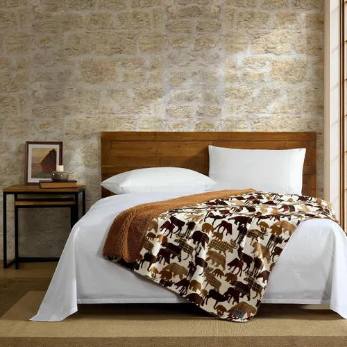 Miniatura 2 de Eddie Bauer - Oversized Throw Blanket 50x70, Reversible Plush Blanket for Couch or Bed, Animal Print Room Decor (Animal Plaid Brown)