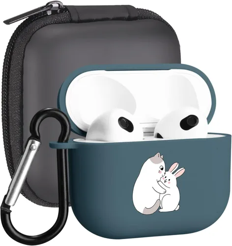 Miniatura 9 de Funda compatible con Airpods de 3ª generación, linda funda para Airpods 3, diseño de rana, protectora para mujeres y niñas con llavero para Apple