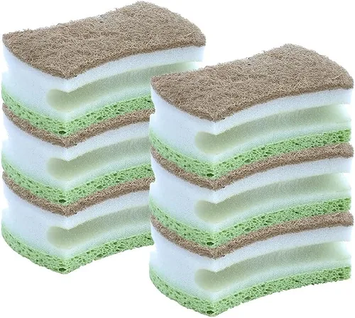 Miniatura 15 de Esponja exfoliante antiarañazos con un agarre cómodo, esponja de cocina resistente de doble cara, esponja de celulosa, sin arañazos, con juego