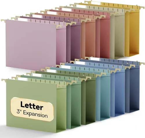 Miniatura 9 de Carpeta colgante de plástico con capacidad adicional, tamaño carta, carpeta de archivos expandible de 2 pulgadas con pestañas, carpetas reforzadas