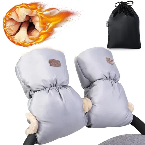 Miniatura 9 de Orzbow Guantes de Cochecito de Piel de Oveja Sintética, Manoplas Universales de Invierno Anti-Congelamiento para Cochecito, Manguito de Mano