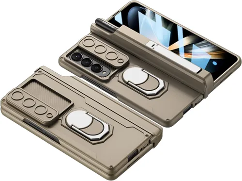 Miniatura 8 de Wefor Funda para Samsung Galaxy Z Fold 4 con soporte para S Pen (protección de bisagra), soporte magnético de anillo de 360°, cubierta de cámara