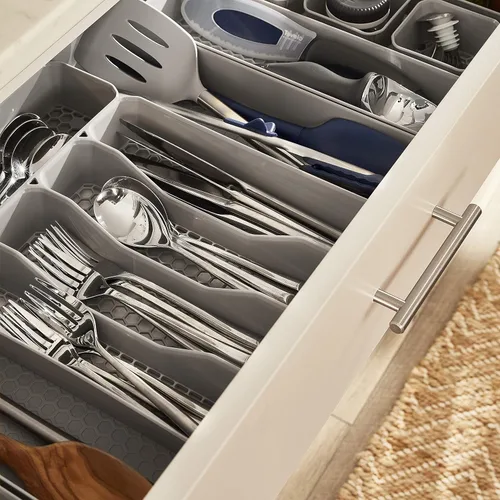 Miniatura 8 de Spectrum Diversified Hexa - Bandeja organizadora de cajones de cocina moderna, utensilios y cubiertos, organizador de 6 divisores, 13 x 16, gris