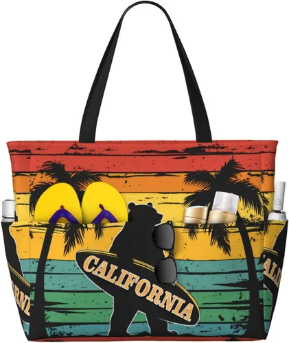 Miniatura 14 de Bolsa de playa para mujer, bolsa de playa impermeable y a prueba de arena con bolsa húmeda, bolsa de viaje grande para viajes de fin de semana
