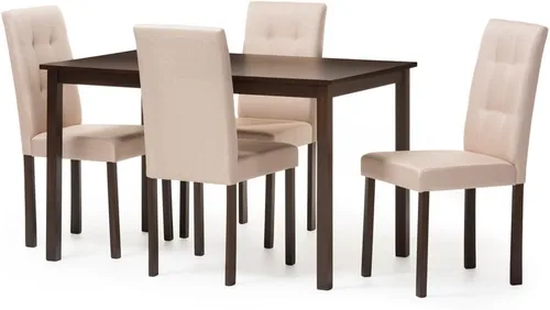 Miniatura 7 de Baxton Studio Andrew - Juego de comedor moderno y contemporáneo de 5 piezas, tapizado de tela gris