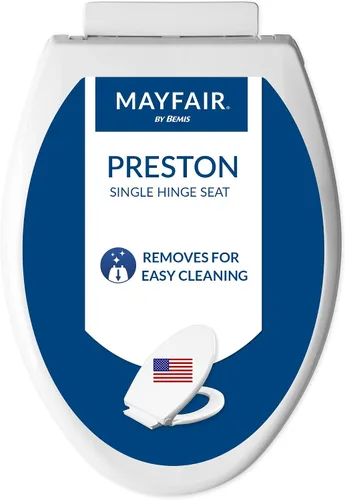 Miniatura 9 de Mayfair Preston - Asiento de inodoro con bisagra simple fácil de limpiar, moderno asiento de inodoro de plástico de cierre lento, fabricado