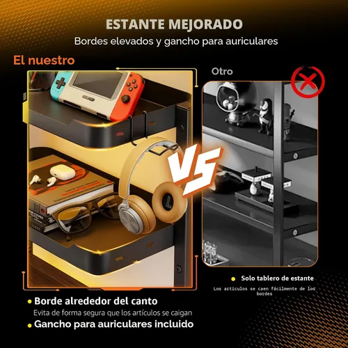 Miniatura 5 de ARES WING Estante de escritorio con abrazadera de 2 niveles, estantes de almacenamiento ajustables de 16 pulgadas sobre o debajo del escritorio